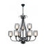 9-Light Clear/White and Black chandelier (JP519-CL/W/BL)